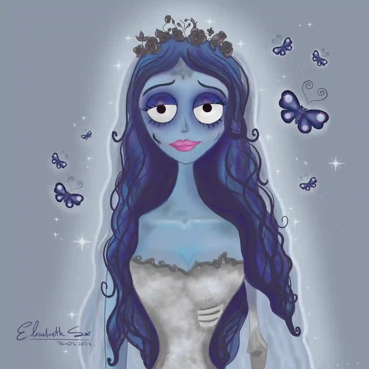 Novia cadaver, Emily de tin burton.